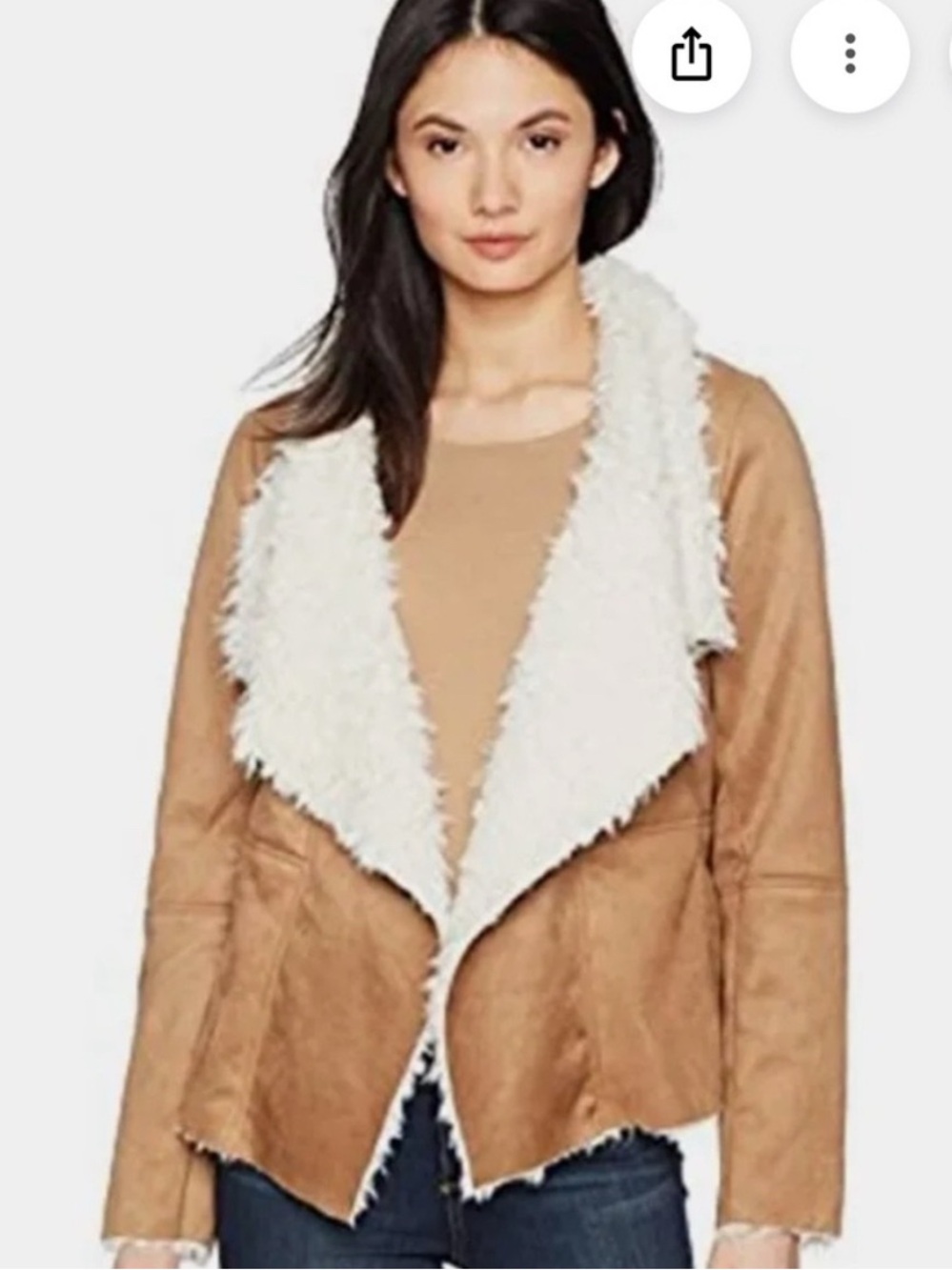 BB Dakota Brown Teddy Jacket with Cream Faux-Fur Shawl